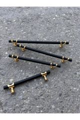 LÜX ARSİN KULP (MAT SİYAH - ALTIN) 224MM TV ÜNİTE KONSOL ŞİFONYER MUTFAK DOLAP KAPAK KULPU 224MM