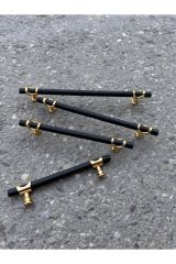 LÜX ARSİN KULP (MAT SİYAH - ALTIN) 128MM TV ÜNİTE KONSOL ŞİFONYER MUTFAK DOLAP KAPAK KULPU 128MM