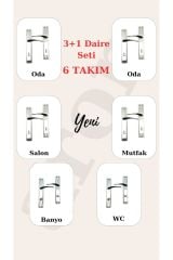 (6 TAKIM) Sofuoğlu Lerzan Plato Aynalı Nikel Saten (2 1) Daire Seti (4 ODA - 2 WC)