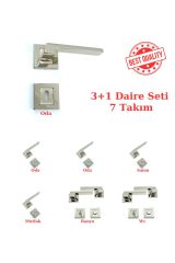 (7 TAKIM) Sofuoğlu Anka Paslanmaz Nikel Saten Kare Rozetli (3 1 SET) Kapı Kolu (5 ODA / 2 BANYO WC)