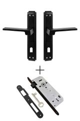 Anka Aynalı (ODA) Kapı Kolu Mat Siyah / Siyah Kapı Kilidi 40mm / Set Olarak