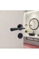 Sofuoğlu Lüx Hazal Mat Siyah Yuvarlak Rozetli (BANYO - WC) Kapı Kolu - Iç Kapı Kol