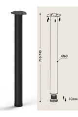 (2 ADET) 71-74cm (MAT SİYAH) Metal Masa Ayağı Ayarlanabilir Pingolu 60x71