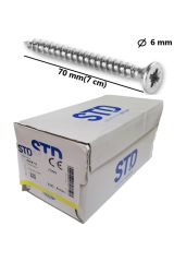 6x70 Sunta Ve Ağaç Vidası Paket 100 Adet