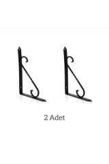 (2 Adet) Siyah Metal Ferforje Ayak Duvar Raf Altı Duvar Raf Ayağı 15,5x11cm