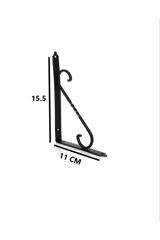 (2 Adet) Siyah Metal Ferforje Ayak Duvar Raf Altı Duvar Raf Ayağı 15,5x11cm